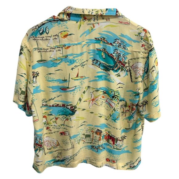 Vintage Holly Lane Retro Hawaiian Short Sleeve Button-Up Shirt Beach Print Sz M - Picture 2 of 9